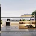 Modern Roof Garden Design Featuring Outdoor Seating Plants Umbrella Lighting And Gravel Floor