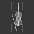 Antique Style Wooden Violin With Bow And String Musical Instrument Elements 3d model