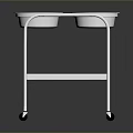 Stainless Steel Double Bowl Pet Feeding Cart With Lower Shelf And Rolling Wheels