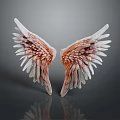 Realistic Mythical Creature Wings With White Brown Feathers And Reflective Surface 3d model