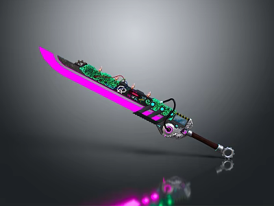 Sci Fi Tech Inspired Sword With Purple Glowing Blade And Green Circuit Details 3d model
