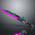 Sci Fi Tech Inspired Sword With Purple Glowing Blade And Green Circuit Details