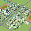 Modern School Buildings Campus Design Featuring Multiple Structures Green Spaces And Sports Fields 3d model