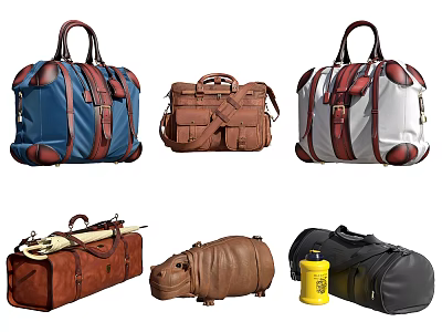 Various Stylish Luggage Bags Different Colors Designs And Shapes For Travel 3d model