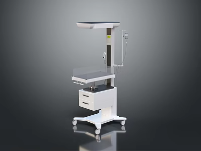 Mobile Medical Cart With Tabletop Drawer Wheels And IV Pole For Hospital Use 3d model