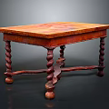 Antique Wooden Table With Spiral Legs Classic Design And Smooth Wooden Top
