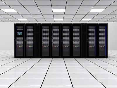 Industrial Server Racks In Data Center Neatly Arranged With Control Panels And Display Screens 3d model