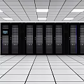 Industrial Server Racks In Data Center Neatly Arranged With Control Panels And Display Screens