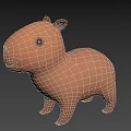 Adorable Orange Cartoon Style Capybara 3D Render Standing Pose With Chubby Body