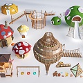 Children's Amusement Equipment Unpowered Amusement Equipment Rural Amusement Facilities Research Base Sick 3d model