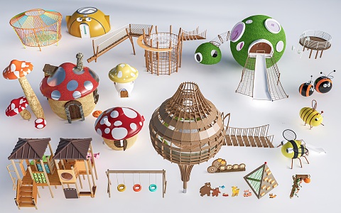 Children's Amusement Equipment Unpowered Amusement Equipment Rural Amusement Facilities Research Base Sick 3d model