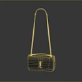 Stylish Black YSL Handbag With Gold Chain Strap And White Logo Design