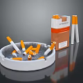 Stylish Decorative Ornament Set With Ashtray Cigarettes And Cigarette Pack 3d model