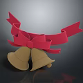 Festive Golden Bells With Red Ribbon Bow For Household Decoration Use