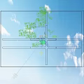 Modern Multi Storey Office Building With Glass Facade Balconies Green Lawn Trees People And Cars
