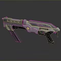 Futuristic Gun With Silver Metallic Body Blue Glowing Lines And Tech Inspired Design