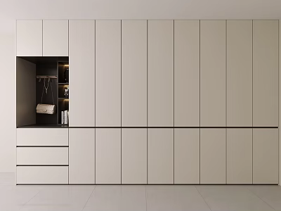 Modern Wardrobe Interior Design With White Cabinets Drawers And Open Storage 3d model