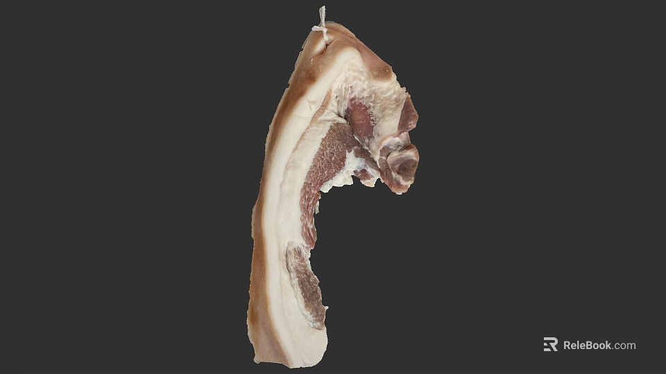 Hanging Raw Pork Belly With White Fat And Pink Meat Texture 3d model 