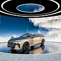 Luxury Two Tone Car With Sleek Design In Modern Showroom With Reflective Floor