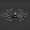 Futuristic Sci-Fi Spaceship Model With Blue Gray Body And Yellow Red Accents