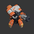 Orange And White Mechanical Weapon Featuring ATOM Logo Worn Details Claw Shaped Base 3d model
