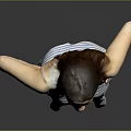 Woman in Striped Tank Top and Shorts Standing with Hands on Hips Against Gray Background