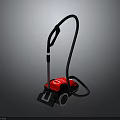 Red Vacuum Cleaner With Black Handle And Hose Bottom Wheels Design
