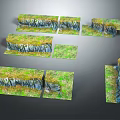 Green Grass Covered Rock Blocks With Various Shapes And Textures 3d model