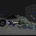 EQE SUV Car with White Balloons and Flower Decorations on Blue Background Modern Styling