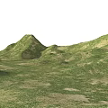 Green Rolling Micro Terrain Natural Landscape With Grass And Small Hills