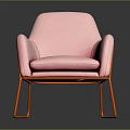 Stylish Pink Single Sofa Upholstered with Orange Metal Legs Modern Design
