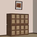 Wooden Hallway Side Cabinet With Lattice Doors In Room Corner Interior Design