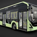Modern Electric Bus With Light Green And Black Exterior And Large Windows
