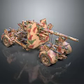 Detailed Military Tank Model Featuring Camouflage Paint And Cannon Wheels Structure