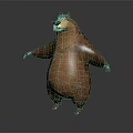 Cartoon Brown Fur Bear Character 3D Model With Friendly Expression Standing Pose 3d model