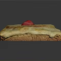 Golden Flaky Baked Square Pastry Topped With Pineapple Slice And Red Cherry