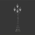 Vintage Style Decorative Street Lamp Posts With Multiple Light Heads And Ornate Bases