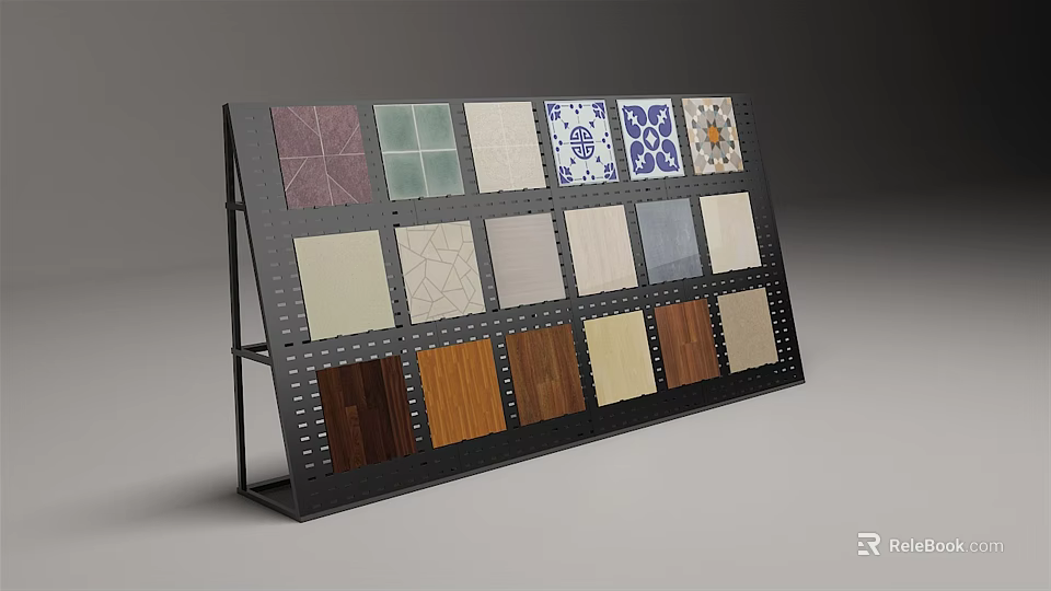 Multi Layered Display Rack For Building Material Tile And Wood Panel Samples In Showroom 3d model 