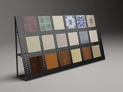 Multi Layered Display Rack For Building Material Tile And Wood Panel Samples In Showroom 3d model