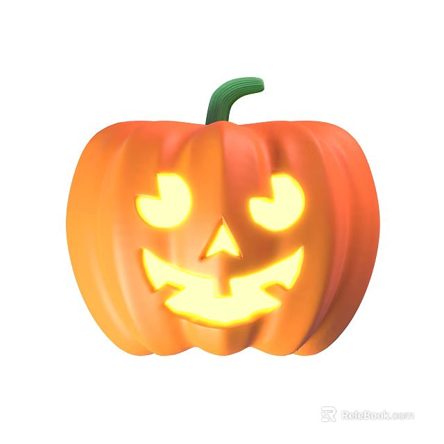 Halloween Decorative Pumpkin Lantern Ornament Set With Glowing Face Design For Home Decoration 3d model 