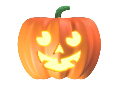Halloween Decorative Pumpkin Lantern Ornament Set With Glowing Face Design For Home Decoration 3d model