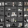 Modern Ornamental Decor Collection With Various Styles On Shelf 3d model