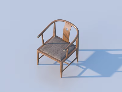 Comfortable Leisure Chair With Wooden Frame Gray Linen Seat And Curved Armrests 3d model