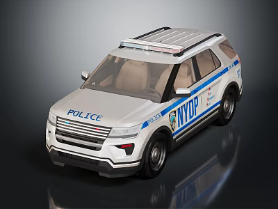 NYPD Police SUV Vehicle With Emergency Lights And White Exterior Design 3d model