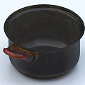 Black Kitchen Pot With Red Handle For Stove Top Cooking Use 3d model