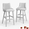 Stylish Pink And Brown Upholstered Bar Stools With Ribbed Design And Wooden Legs