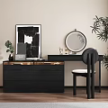 Modern Dressing Table Interior Design With Round Mirror Drawers And Chair