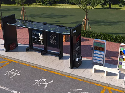Modern Bus Station 3d model