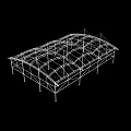 White Outdoor Canopy with Multiple Arched Roofs and Sturdy Metal Frame Structure 3d model