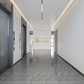Modern Office Open Space With Large Conference Table Laptop Wooden Wall Green Plant Hanging Lights